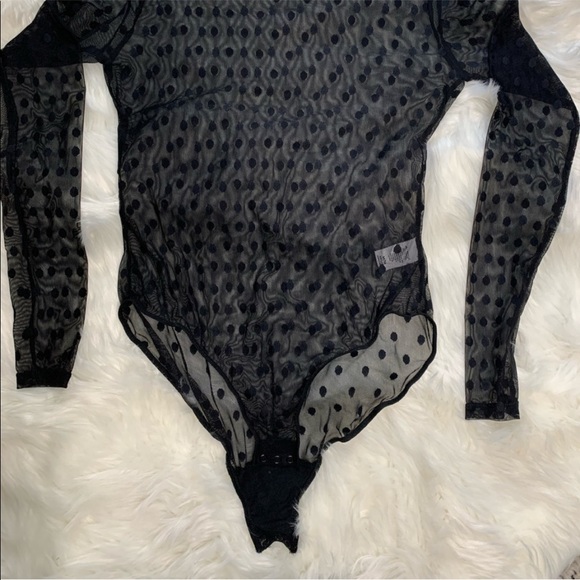NWOT Kate Young Polka Dot Sheer Bodysuit - Picture 4 of 4
